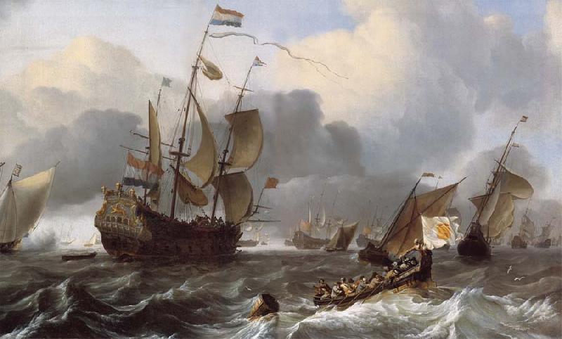 Ludolf Backhuysen Detail of THe Eendracht and a Fleet of Dutch Men-of-War Sweden oil painting art